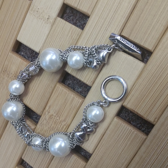 Givenchy Silver and White Bracelet
